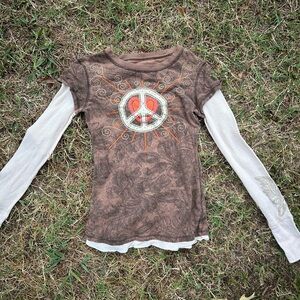 Y2k peace sign graphic long sleeve